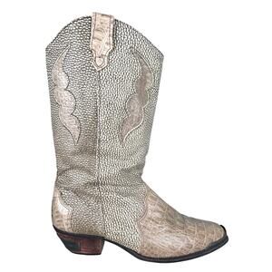 Vintage Dingo Women’s Tan Snake Print Western Cowgirl Boots Size US 8.5